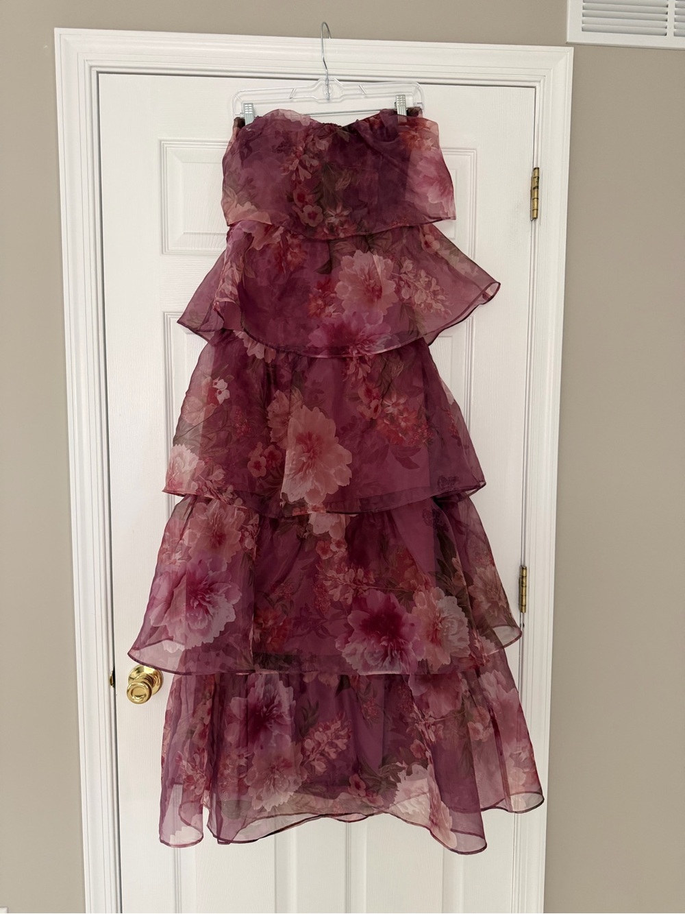 Vici Floral Tiered Ruffle Dress - Plum Pink size Small
